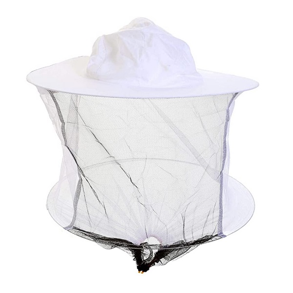 Včelársky klobúk biely stredný, sieťovina vzadu