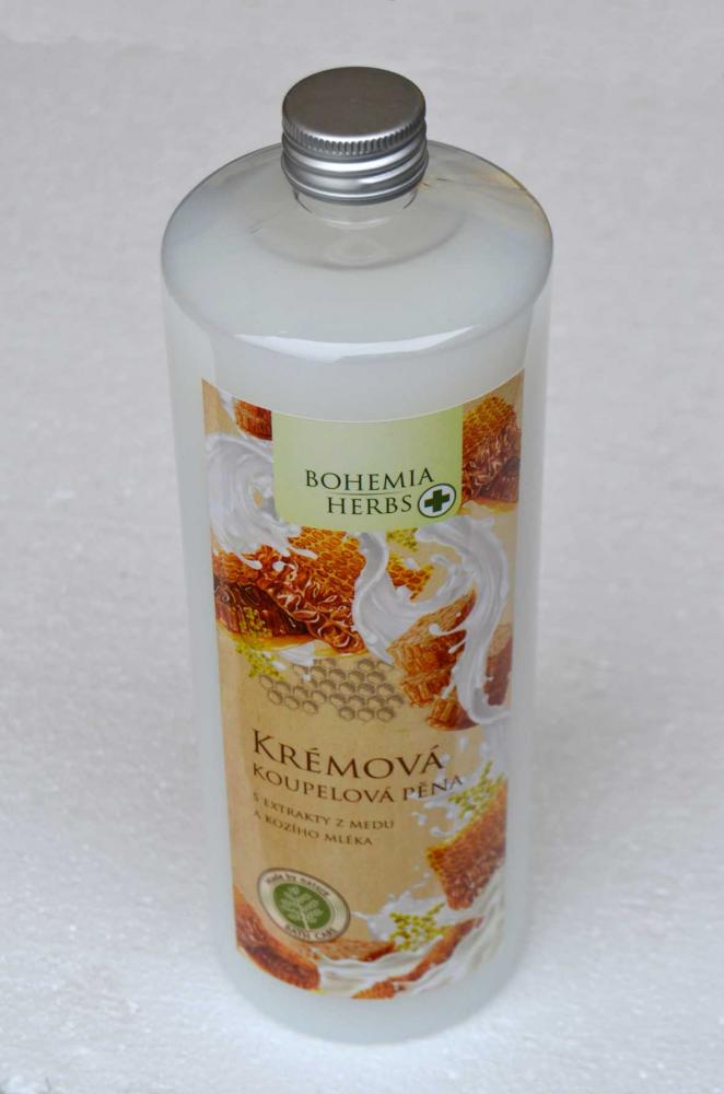 Krémová kúpeľová pena s extraktom z medu a kozieho mlieka Bohemia Herbs, 1000 ml