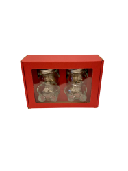 Dekoran papierov balenie na 2 sklenen pohre MACKO22 - erven