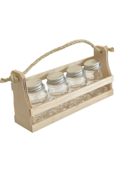 Dekoran prepravka z dreva na 4 sklenen pohre MACKO5